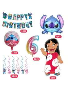 11pcs Lilo & Stitch Themed Birthday Decoration Set For Ages 1-9, Including Stitch-Shaped Balloons And 'HAPPY BIRTHDAY' Letter Banner, Perfect For Birthday Parties - Multicolor - View 5