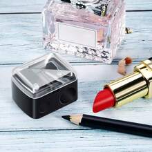 1pc Dual Hole Pencil Sharpener For Eyeliner, Eyebrow Pencil And Cosmetic Pencils, Mini Portable Multifunctional Pencil Sharpener,Makeup,Cheap,Room Decor,Vanity,Travel,Bedroom,Makeup Accessories - màu đen - Xem 5