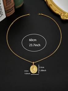 Unisex Gold Stainless Steel Jesus Necklace, Christian Amulet And Faith Jewelry, Suitable For Catholic Mass, Religious Occasions And Daily Wear, 60cm Length Gold-Plated Men's Religious Necklace - Gold - View 8
