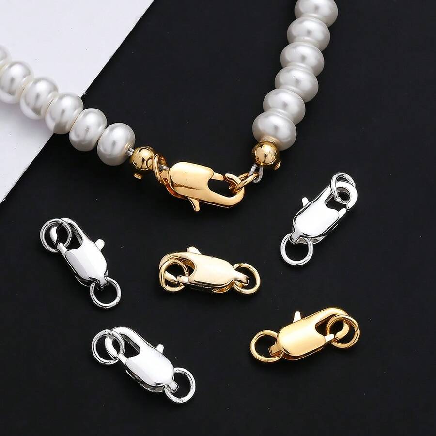 5pcs 12/15MM Copper Gold Silver Spring Buckles For Jewelry Making Smooth Fish Tail Clasps For Bracelets And Necklaces Connection Connectors - Lobster Clasp - View 1