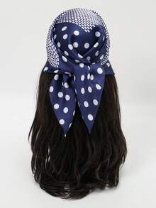 وشاح كاجوال للنساء بطبعة هندسية ونقاط بقطر 70 سم - متعدد الألوان - مشاهدة 1