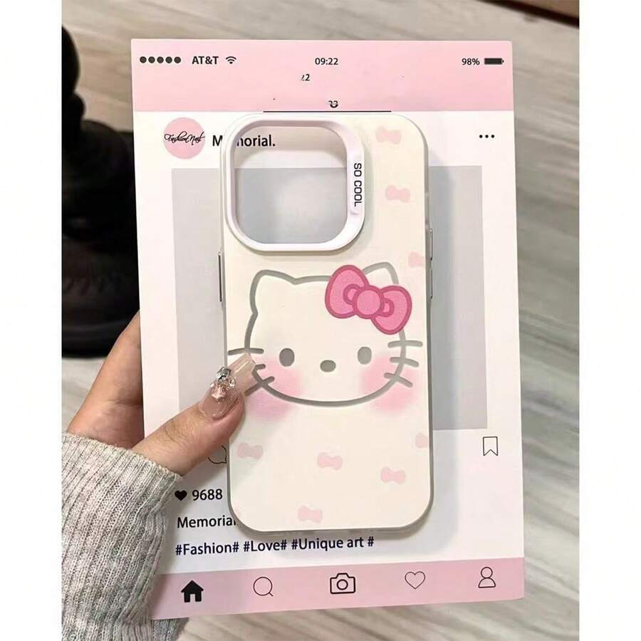 1 chiếc ốp lưng điện thoại Hello Kitty thời trang và sáng tạo của Sanrio, chống nước, chống sốc, trang trí nơ, hình mèo đỏ mặt, "Siêu ngầu", phong cách hoạt hình, lấp lánh, dễ thương và thời trang, tương thích với Apple Series 17, 11/12/12 Pro, 13/14/15, 13 Pro/14 Pro/15 Pro, 12 Pro Max/13 Pro Max/14 Pro Max/15 Pro Max, 16, 16 Pro, 16 Pro Max, 17, 17 Pro, 17 Pro Max. - trắng - Xem 1