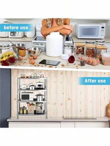 Almacenamiento Estantes de Metal 4 Niveles, Estantería Horno para Microondas, Anaquel Estante Metálico para Cocina, Recámara, Lavandería, Pesado Estante de Acero Organizador - por defecto - Ver 4