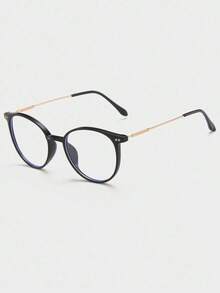 1pair Women Round Frame Casual Eyeglasses Lens, Daily Life Reading, Gaming, TV And Phones Glasses Accessories Glasses Accessories Women O1F3 - 棕色 - 查看 1