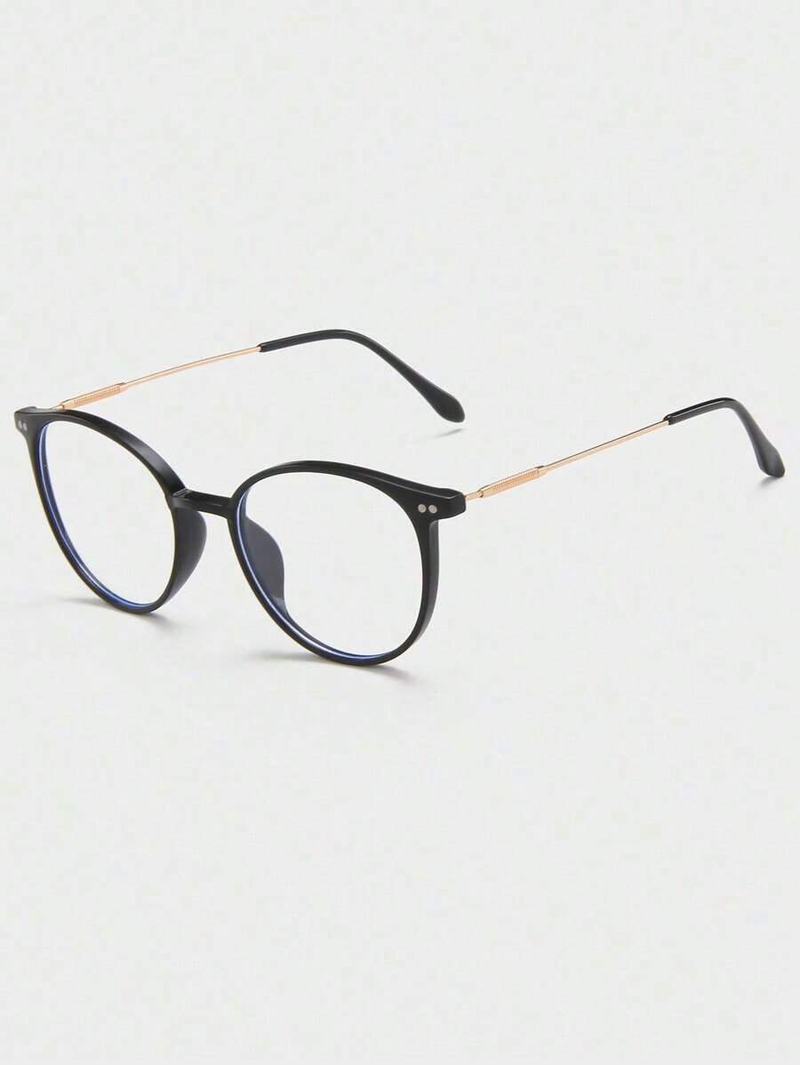 1pair Women Round Frame Casual Eyeglasses Lens, Daily Life Reading, Gaming, TV And Phones Glasses Accessories Glasses Accessories Women O1F3 - 棕色 - 查看 1