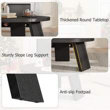 33.5" Round Modern Coffee Table, Inclined Legs Circle Center Cocktail Table, Easy Assembly Accent Table For Living Room Bedroom - màu đen - Xem 4