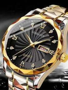 Automatic Mechanical Watch For Men, Stainless Steel Strap, Dual Calendar Luminous Men's Wristwatch - Valentine's Day Gift - Fast Delivery - Silver - View 5