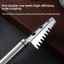 1个不锈钢鱼鳞刮刀，快速去除鱼鳞海鲜工具 - 銀色 - 查看 7