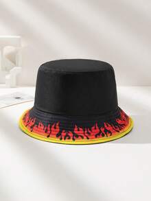 1pc Women's Fashionable Reversible Flame Pattern Bucket Hat, Suitable For Spring, Summer, Autumn Daily Wear - A - View 1