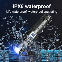 1支超亮350000流明LED手电筒，可充电手持灯，5种照明模式，伸缩变焦，2000米远射程，强力露营钓鱼徒步手电筒，带Type-C快充 - 黑色 - 查看 12