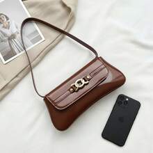 Santorini handbag Women's Shoulder Bag In Brown Baguette Style, Stylish And Casual, For Cell Phone. - Sơn mài cà phê - Xem 3