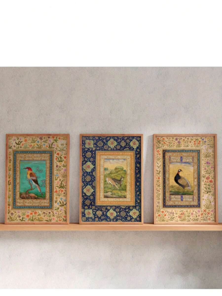 3 szt. – plakaty inspirowane stylem vintage art déco z motywami kwiatowymi, bezramkowe, tusz na płótnie, klasyczne, nowoczesne wydruki ptaków i dzikiej przyrody w stylu anime do salonu, sypialni, łazienki, sali lekcyjnej, estetyczne do wnętrz i na zewnątrz, sezonowe dekoracje ścienne, idealny prezent na parapetówkę i święta - Wielokolorowe - Zobacz 1