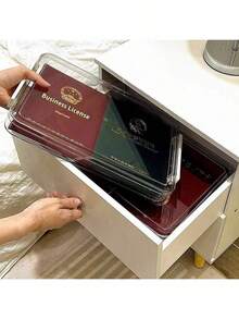 Hộp đựng thẻ ID và tài liệu chống bụi để bàn, hộp đựng hồ sơ A4 dùng trong gia đình, văn phòng, tài chính, bảo quản chứng chỉ, phòng khách, phòng học, phòng ngủ, để bàn, lưu trữ thẻ ID, sắp xếp tài liệu, bảo quản chứng chỉ, chống ẩm, chống bụi, quà tặng tân gia, văn phòng, sinh nhật, ngày lễ, gia đình, quà tặng văn phòng - Trong sáng - Xem 3