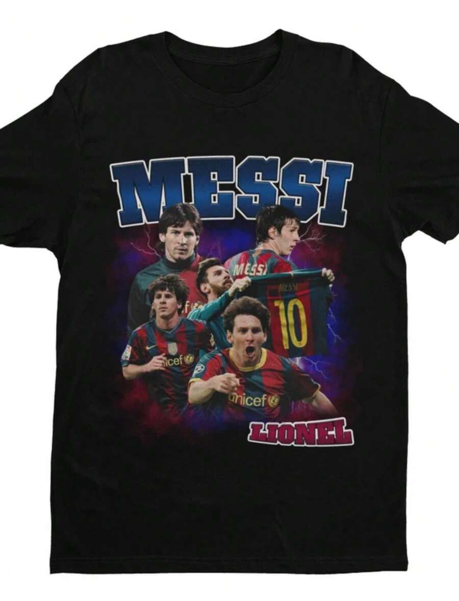 Homage _ Barcelona Football T Shirt _ Football _ Soccer _ Lionel Fan _ Lionel Gift _ Lionel Barcelona - 黑色 - 查看 1