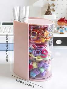 1 Stück multifunktionale drehbare Schreibtisch-Organizer Box, mit Fächern zum Aufbewahren, praktisch zum Aufbewahren von kleinen Mädchen-Haraccessoires, Gummibändern, Schmuck, DIY-Basteleien und kleinen Werkzeugen, geeignet für Halsketten, Ohrringe, Armbänder, Ringe, Make-up-Pinsel, Haarspangen und andere Accessoires - Verschiedenfarbig - Übersicht 9