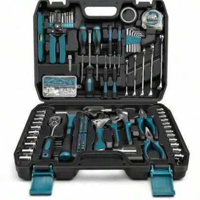 115/46件套专业汽车维修工具套装：便携式易用棘轮扳手套装 - 适用于汽车、船舶、摩托车维修、家庭和工业维护 - 含工具箱