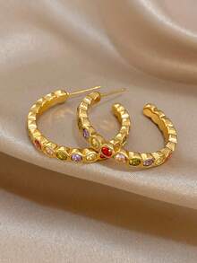 Bộ vòng tay và bông tai bằng thép không gỉ nhiều màu sắc, mạ vàng 18K sang trọng, kiểu dáng cổ điển, trang sức thanh lịch dành cho nữ, thích hợp cho Ngày Valentine, tiệc tùng, buổi tối, hàng ngày, năm mới, đám cưới, đi biển, Giáng sinh, kỷ niệm, Ngày của Mẹ, quà tặng phong cách Bohemian cho phù dâu. - Nhiều màu - Xem 4