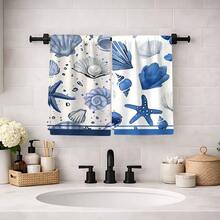 2/4 Pcs Set, Dish Towels With Shell & Starfish Print, Super Absorbent Microfiber Modern Towels For Cooking, Baking, Washing Dishes, Cleaning, Hand Towels, Tea Towels, Soft And Highly Absorbent, Kitchen Decor, Gifts For Neighbors, Moms, Birthdays, Housewarming For Friends, Kitchen Essentials, Daily Necessities - Multicolor - View 3