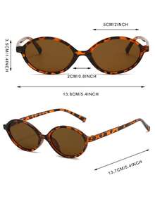 1 Pair Women's Leopard Print Oval PC Frame Vintage Fashion Glasses, For Street Style And Runway - Multicolor - View 4
