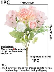 1pc/3pcs Artificial Flower Bouquet, Silk Daisy, Dandelion, Suitable For Wedding, Home, Party Decor, Tabletop Centerpiece - Pink - View 2