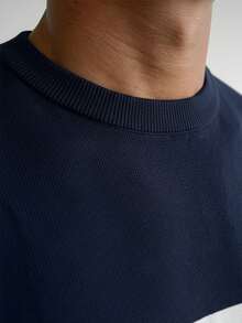 GRDR Áo thun nam mùa xuân/hè cổ tròn tay ngắn kẻ sọc phối màu dệt kim gân dáng ôm, phong cách quý tộc cổ điển, giản dị nhưng tinh tế, đa năng cho mặc hàng ngày. Áo thun nam dệt kim thiết kế cao cấp. - Màu xanh hải quân - Xem 4