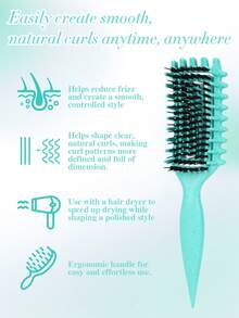 卷发造型梳，卷发梳，专用卷发梳，带边缘凹槽设计的蓬松卷发造型梳，打造弹性卷发，控制毛躁，清晰卷度，女士卷发梳，干湿两用美发工具，日常使用或旅行的理想之选