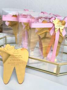 5/10pcs Personalized Acrylic Name Plate Display, Customized Baby's First Tooth Keepsake Decor, Fairy Theme Party Gift, First Tooth Decoration, Fairy Tooth Gift Decor, Christmas Gift, Christmas Decoration - Multicolor - View 9