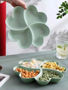 1pc Unbreakable Heart-Shaped 4-Compartment Plate, Suitable For Appetizers, Nuts, Candies, Dried Fruits, Salads, Snacks - Multicolor - View 2