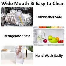 Large Clear Glass Pitcher With Lid, Ideal For Serving Fresh Water, Iced Tea, Juices, And Beverages - Multicolor - View 3