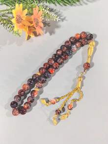 33pcs 10mm Large Gold Flower Beads Glass Bracelet Muslim Prayer Beads TASBIH