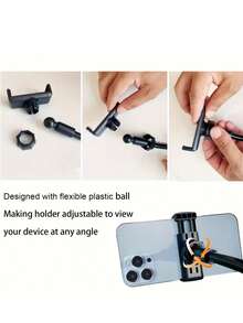 Gooseneck Multi-Angle Phone Holder, Flexible Desk Clamp Mount, Long Arm Universal Smartphone Stand, 360 Rotation Adjustable Clip Bracket For Bed, Office, Gym - Plastic Material - Multicolor - View 5