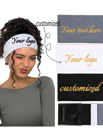 1個 カスタマイズ可能なエラスティックヨガヘッドバンド、ロゴ/名前印刷可能、伸縮性のある滑り止めスポーツヘッドバンド、無地ヘッドバンド、女性の髪飾り、家族、友人、グループイベントの理想的なギフト