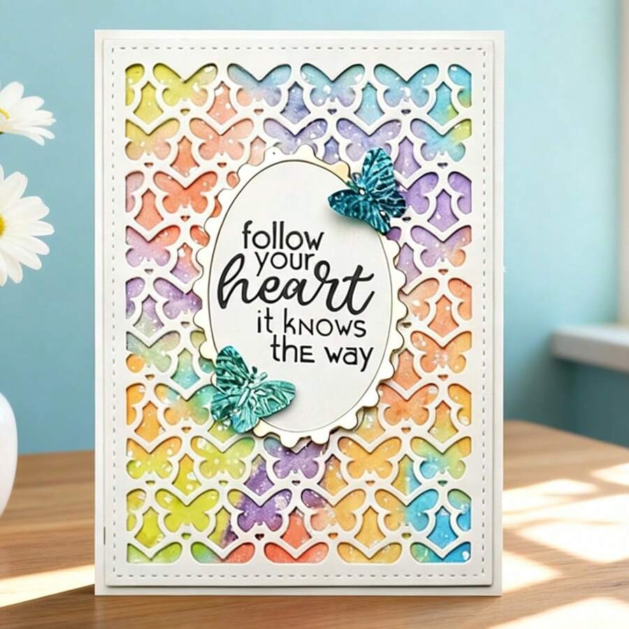 Creative Butterfly Backdrop Cutting Dies, DIY Scrapbooking Album And Embossing Stencil, Greeting Card Making Tool, Card Paper Cutting Crafts ,Gift Card Making Template Die Cuts. - Silver - View 1