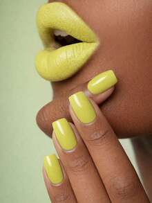 24片方形短款黄绿色纯色压制假指甲，适合女性、母亲节、女性礼物和美甲用品，批发，适用于圣诞节、万圣节、感恩节、母亲节、情人节等节日。 - 綠色 - 查看 6