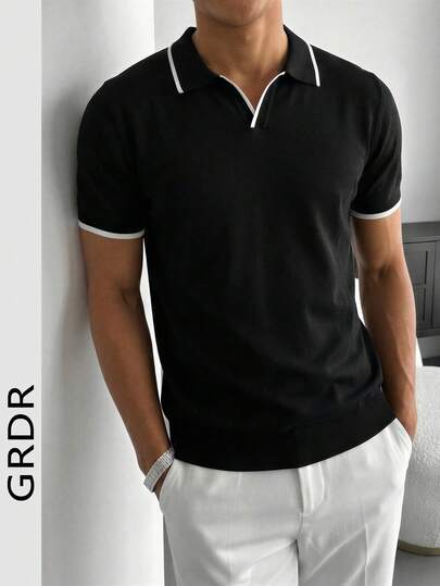 GRDR 男士夏季撞色圆领短袖针织衫，时尚夏季户外必备单品，展现时尚品味