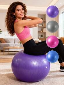 健身球、瑜伽球、孕妇球、分娩球、大型健身球、瑞士球、大型瑜伽球、瑜伽、普拉提和健身球 - 家用健身房和办公椅稳定球，核心和平衡训练配件，物理治疗器材，配有快速充气泵，4 种尺寸：45 厘米/55 厘米/65 厘米/75 厘米，防爆防滑健身球，适合日常锻炼和瑜伽练习 - 紫色 - 查看 2