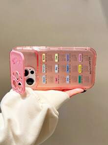 1pc Pink TPU Flower Shaped Phone Holder & Mirror Stand Compatible With IPhone 11, 12, 13, 14, 12 Pro Max, 13 Pro Max, 14 Pro Max, 15, 15 Pro, 15 Pro Max, 16, 16 Pro, 16 Pro Max, 17, 17 Pro, 17 Pro Max - Pink - View 2