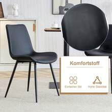 Modern Minimalist Runder Tisch-Set (Mit Integrated Ablagefach And 4 Sesseln Aus Schwarzem PU-Material), Runder Tisch Mit 100 Cm Durchmesser In Brown Holzoptik, Geeignet Für Esszimmer. - Black - View 2