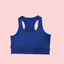 Kit Of 2 High-Support Fitness Gym Tops - Fashionable Workout Cropped Tops - 1 màu xanh hải quân + 1 màu trắng xanh - Xem 3