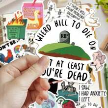 50pcs Snarky Meme Stickers,Good-Looking Cute Cartoon Creative Cartoon Decorating,Suitable For Decorating Handbooks Phone Cases,Skateboards,Guitars,Parties Suitcases Boxes Helmets Envelopes Diy Decorative Stickers,It Can Also Be Used As A Christmas Halloween Gift And Birthday Gift - 彩色 - 查看 5