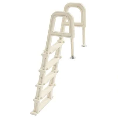 Swimming Pool Ladder, 75°Inclined 5-Step Double Handrails Stair, Non-Slip Heavy Duty Steps, Load Capacity 300 Lb, For 48-54 In Inground & Above-Ground Pools Of Any Deck Surface Indoor & Outdoor