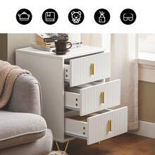 SoBuy Bedside Table, Nightstand With 3 Drawers And Storage Compartment, Modern Side Table For Bedroom And Living Room