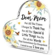 1pc "Dear Mom I Love You" Heart Acrylic Plaque, Meaningful Letter Gift From Daughter & Son, Sentimental Mother's Day Keepsake - Multicolor - View 24