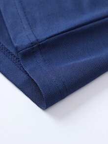 Men's Golf Polo Shirt, Fashion Business Casual Printed Short Sleeve Polo With Button Design - Navy Blue - View 5