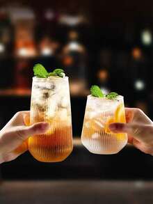 1个极简主义耐热耐冷水滴形玻璃杯，适用于茶、果汁、咖啡、拿铁、莫吉托、鸡尾酒 - 無色 - 查看 3