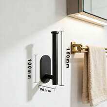 Stainless Steel Tissue Paper Holder, Wall Mounted Toilet Paper Dispenser, No Drilling Required For Bathroom - Black - View 5