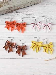 1 Đôi bông tai nữ lấy cảm hứng từ thể thao, kiểu dáng cổ điển, hình nơ bằng acrylic, dùng trong bóng chày, bóng đá, bóng rổ, bóng mềm, phụ kiện ngày thi đấu, quà tặng cho người đam mê thể thao. - Nhiều màu - Xem 6