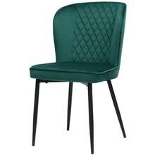 Dining Chairs (6 Pieces), Dark Green, Designer Upholstered Chair With Backrest, Velvet Metal Seat Frame - Green - View 9