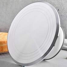 10 Inch Revolving Cake Decorating Stand Professional Aluminum Alloy Cake Turntable for Home Cake Decorating Supplies White - Blanco - Ver 7