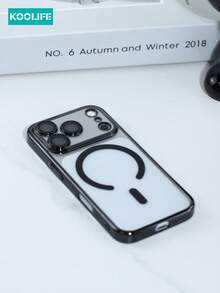 Koolife 1件装磁吸电镀闪粉手机壳，金属漆PC外壳，内置镜头保护膜和凸起镜头保护，时尚保护壳，兼容 17/17 Pro/17 Pro Max - 黑色 - 查看 4